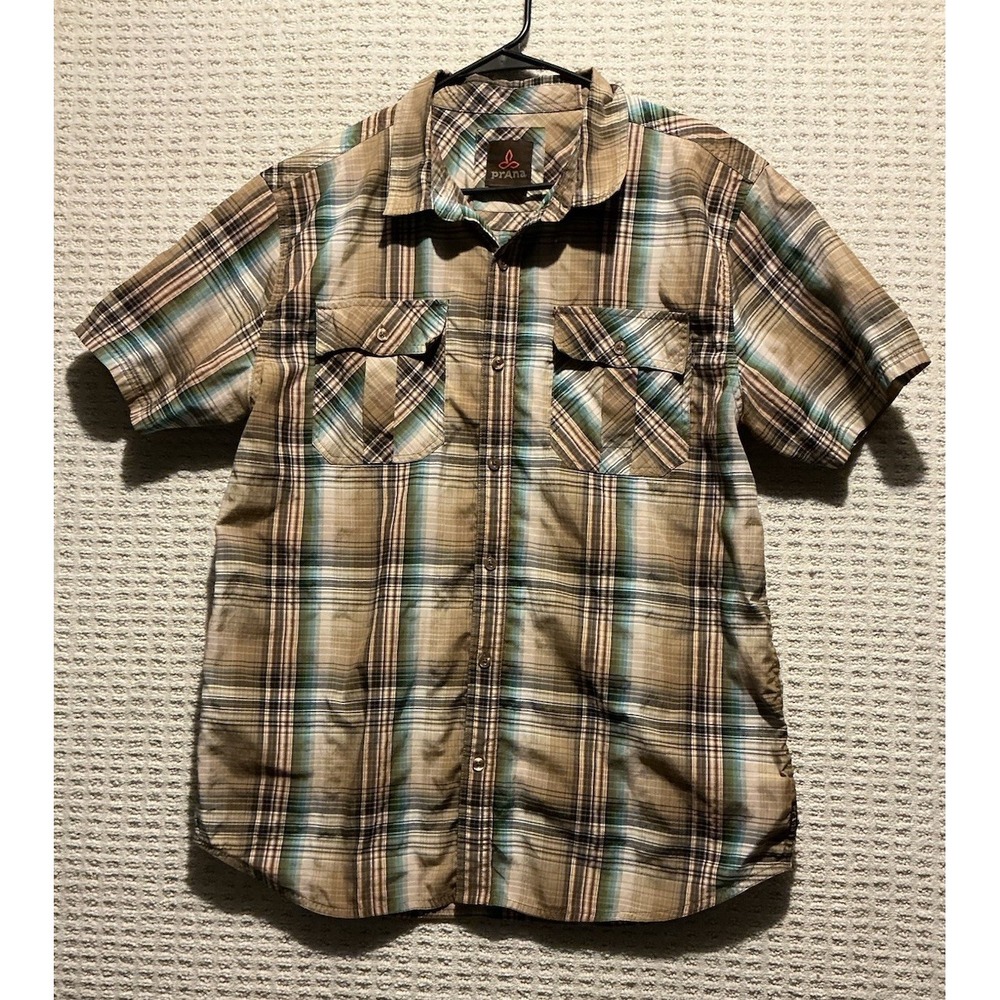 Prana Men Plaid Button Down Western Ostend Shirt  XLorganic Cotton Blend